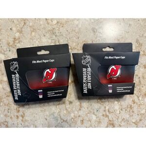 New Jersey Devils NHL Reusable Hot Beverage Sleeve Sok-It Ombre Red Black 2 Pack